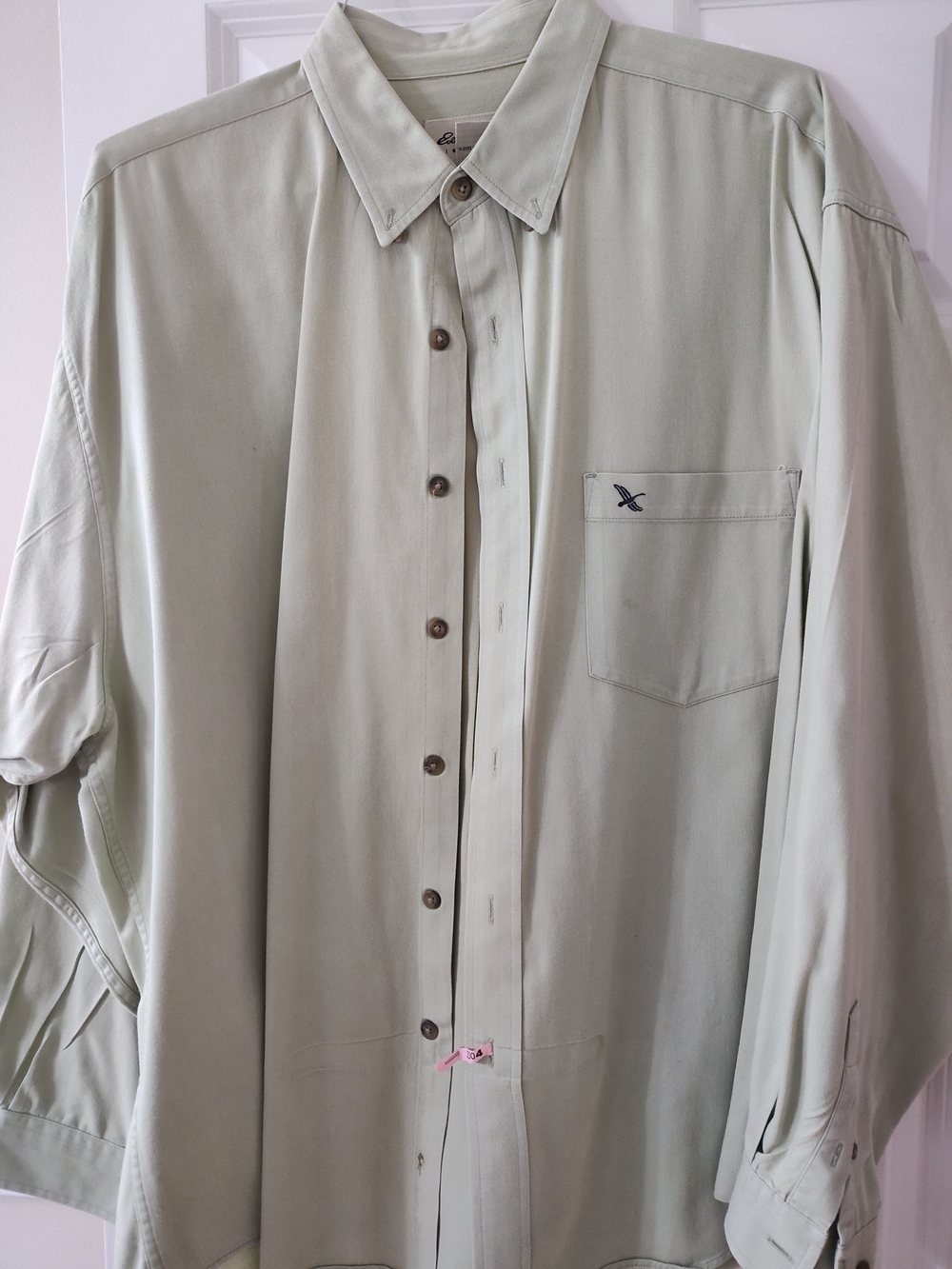 Eddie Bauer Light Sage Green Long-Sleeve Button-Down Shirt